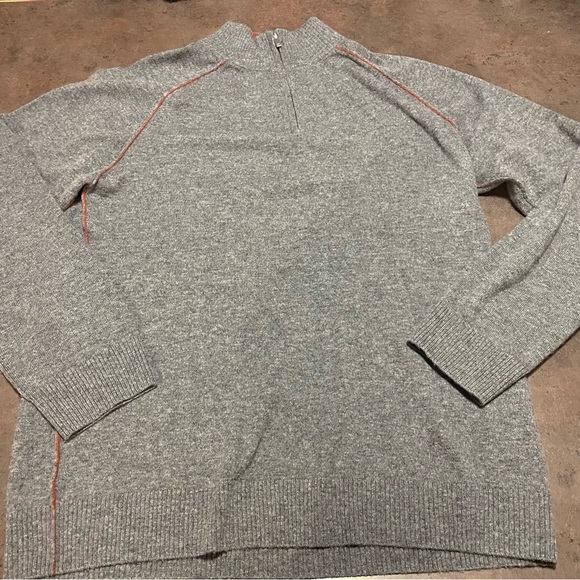 Naadam wool cashmere quarter zip gray pullover sweater - Picture 1 of 5